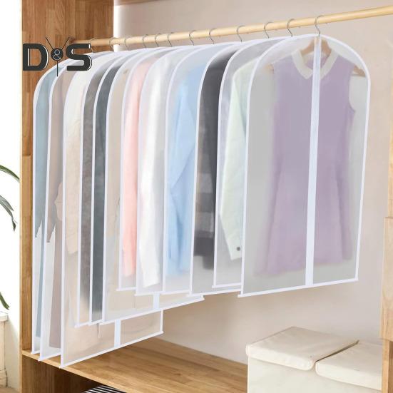 5/10Pcs Garment Bags with Zipper Translucent Suit Bags Reusable Washable Wardrobe Organization Clothes Hanging Bags