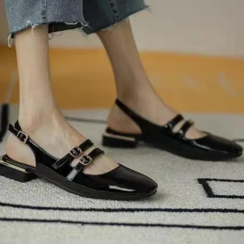 Elegant Women Shoes 2025 Brand Slingbacks Buckle Strap Women's Pumps Fashion Shallow Office and Career Hot Sale Toe Cap Sandals