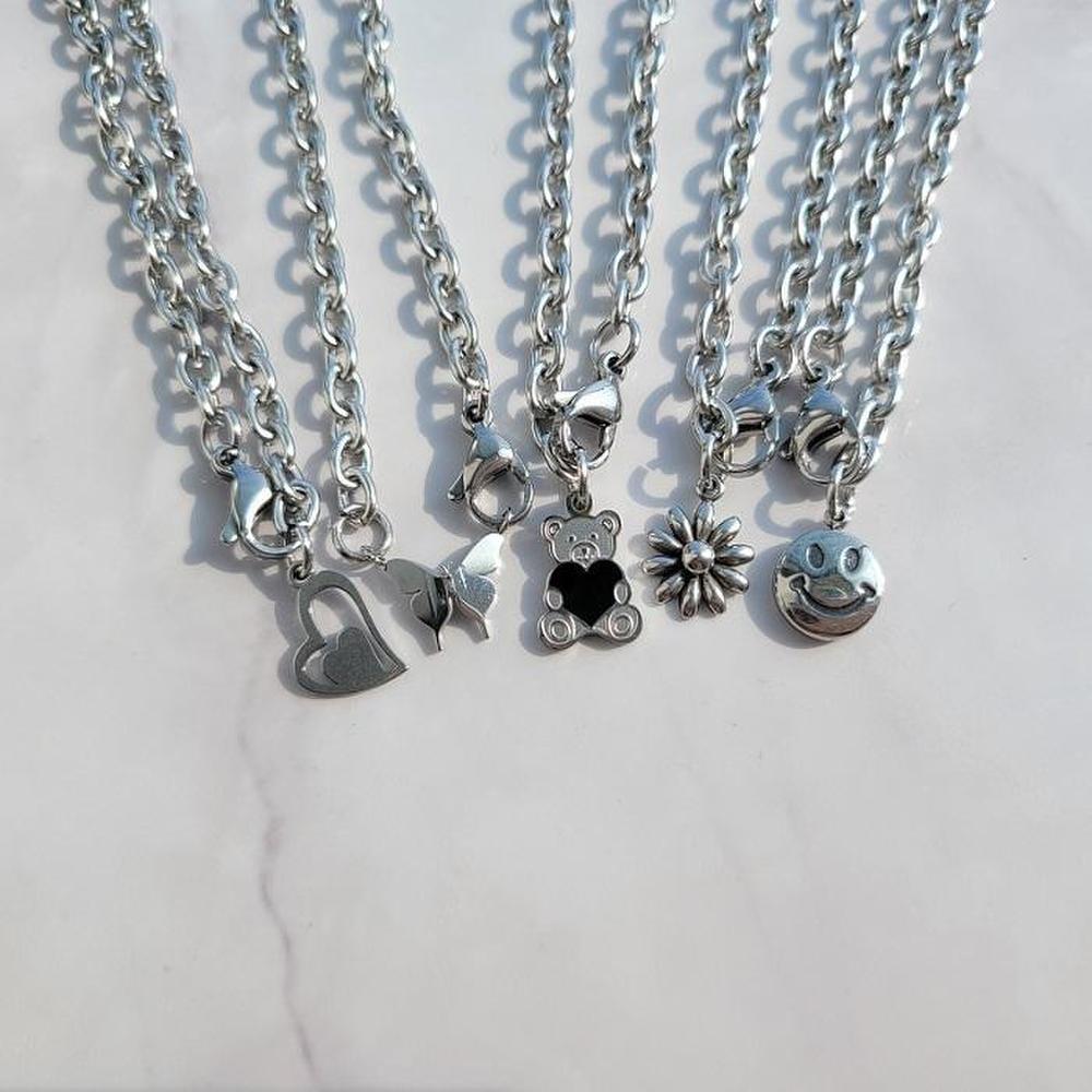 

[Blossom Steel] Surgical Steel O-Ring Pendant Chain Bracelet (S8171716) Teddy bear / Bracelet length (CM): 16cm