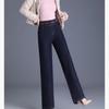 Winter Warm Casual Baggy Straight Jeans Thicken Fleece Wide Leg Denim Pants Women Elastic High Waist