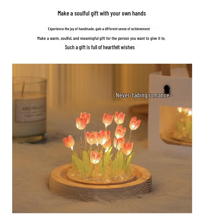 DIY Tulip LED Night Light Kit - Handmade Bedroom Ornament for Qixi Festival or Birthday Gift