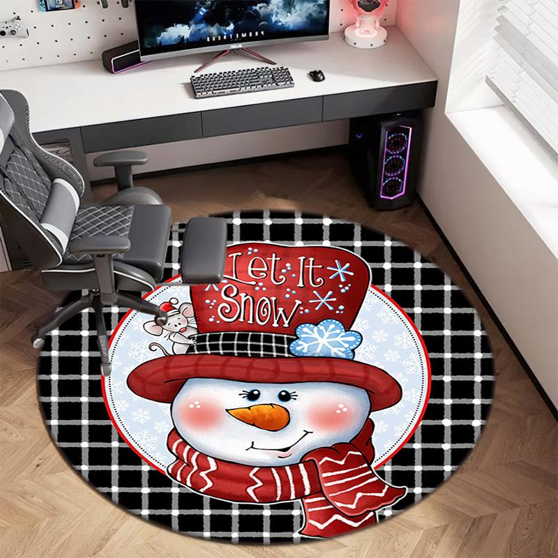 Cute Christmas Day Gift Bell Santa Claus Snowman Christmas Tree round rug Home Soft Decorative Anti slip Chair Mat Carpet Outdoor Floor Mat Carpet 106