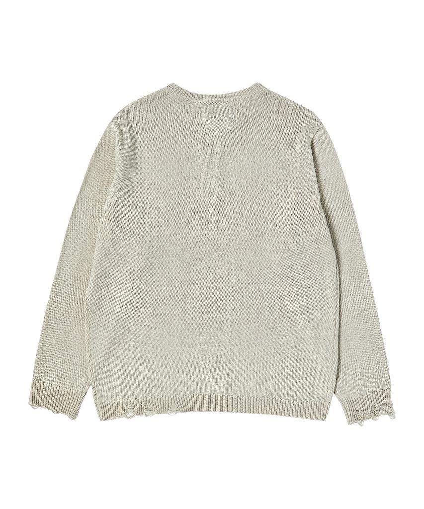 BEYOND CLOSET [Collection Line] Linen Blended Vintage Garment Henley Neck Knit Ivory