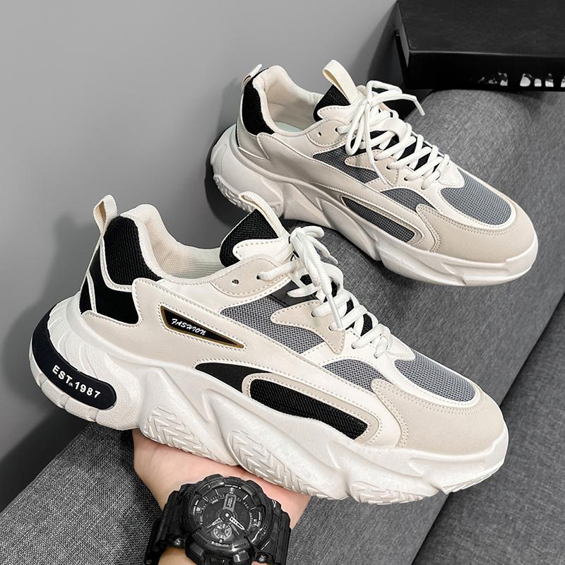 Fashion Thick Bottom Sneakers for Men Mesh Breathable Elevated Increase 2024 New Fashion Casual Simple All-match Men Shoes Summertime