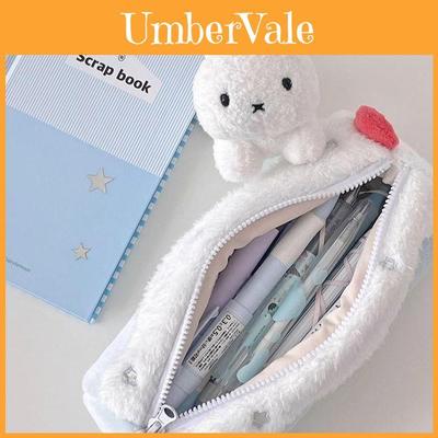 Swiss Roll Pencil Case For Students With Plush Material Large Capacity Cute Storage Bag