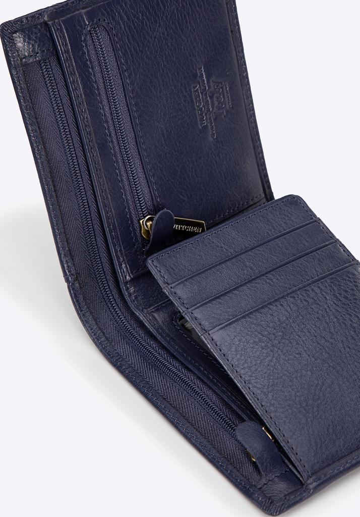 Wittchen Men's Leather Wallet With Fold-Out Panel, Navy Blue, Natural Leather