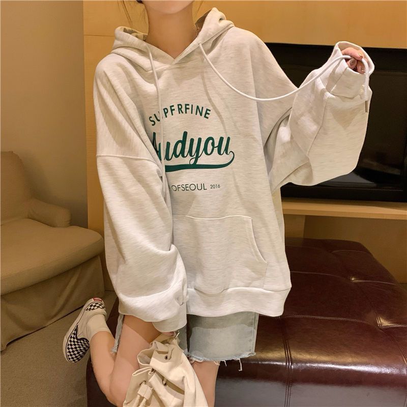Damen Kapuzenpullover mit Kapuze, warm, weich, gepolstert, verdickter Kapuzenpullover, lockeres Studententemperament, Retro-Freizeit, Herbst und Winter, Kapuzenpullover