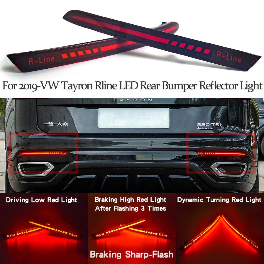 12V LED Rear Fog Lamp Bumper Light For 2019-VW Tayron Rline LED Rear Bumper Reflector Light Fog Lamp Brake Light Dynamic