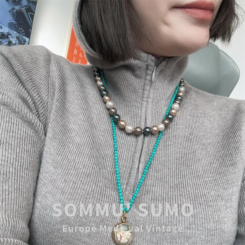 

Maillard Necklace Gold Brown Tahitian Mixed Color Shijia Pearl 10mm Mixed Color Beaded Sweater