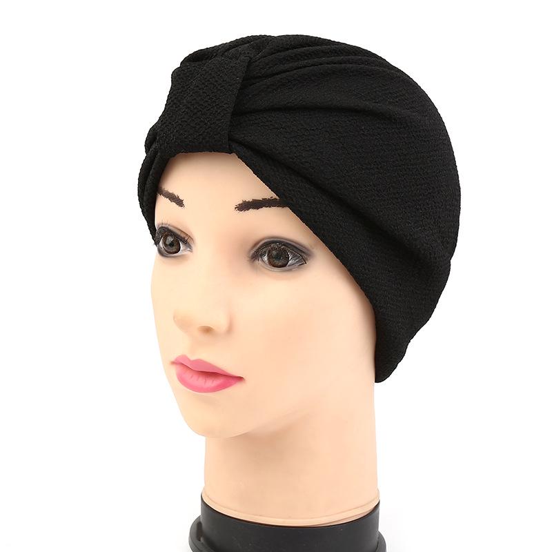Donna Indiano Elasticizzato Chemio A pieghe Fiore Turbante Cappello Testa Avvolgere Hijab Cap