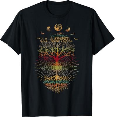 Mondphasen Retro 60er 70er Vibe Lebensbaum Geschenk Unisex T-Shirt
