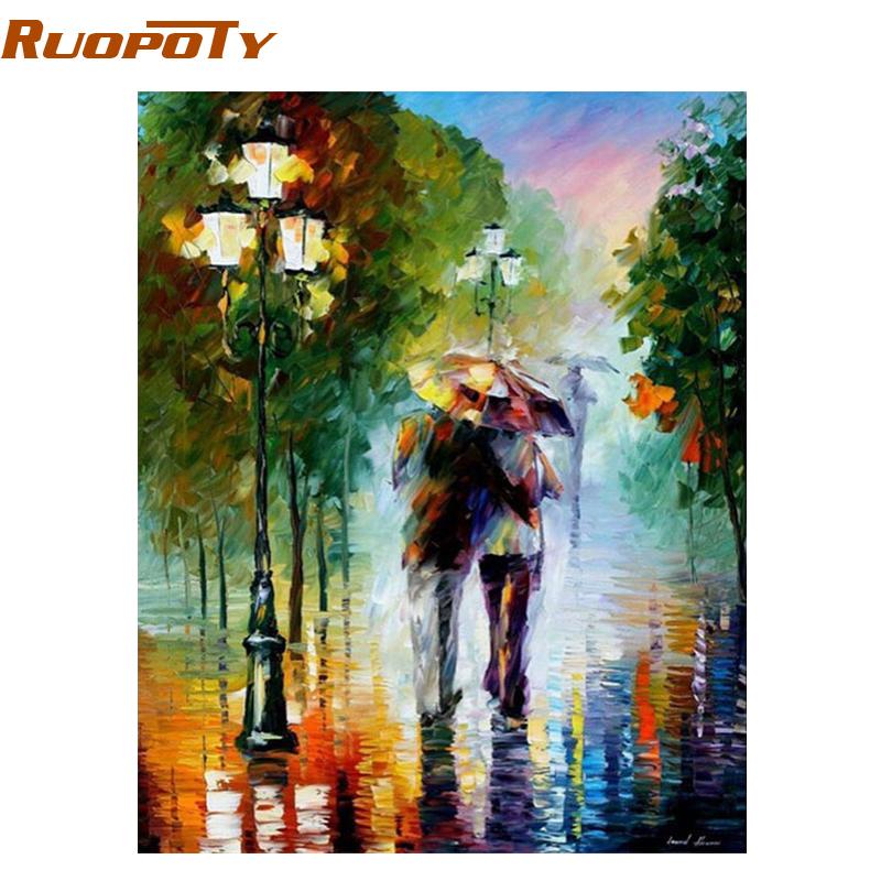 

RUOPOTY Рамка Романтический любовник DIY Наборы для рисования по номерам Раскраска по номерам Домашний настенный декор для гостиной Работа 40x50