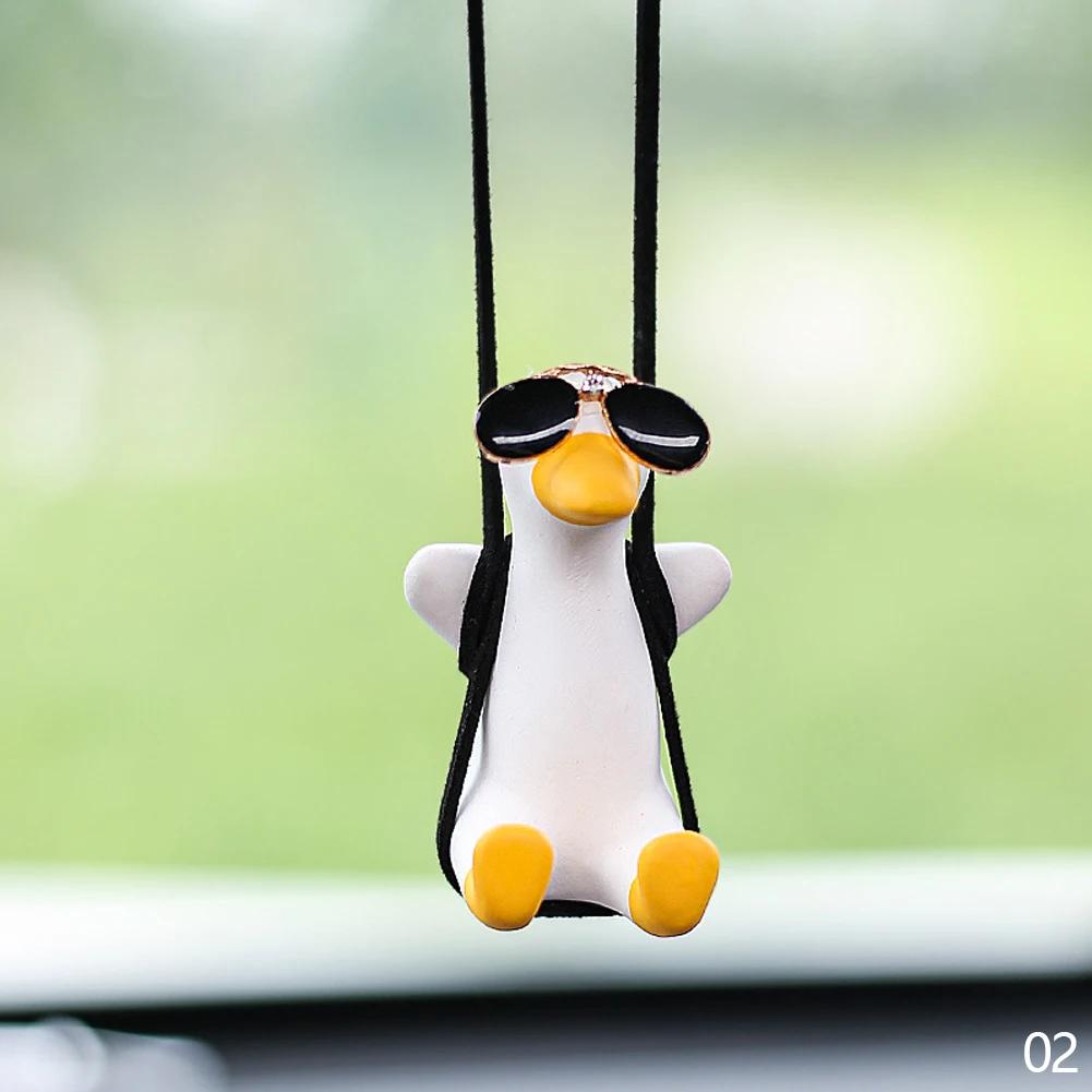 Car Interior Accessories Rearview Mirror Pendant Hanging Ornament Swing Duck Cute Anime Car Charm Accessories For Women Gift