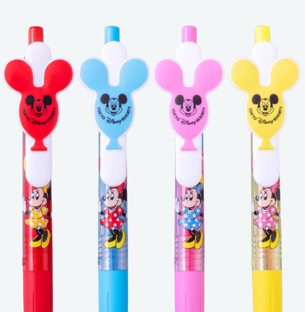 Disney Ballpoint Pen 4 Set of Mickey Tokyo Disney Resort Balloons [Sarasa] Balloon, Colors, 4, & Minnie, Stationery, TDR,