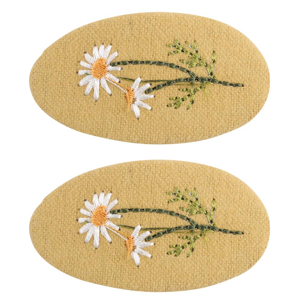 

Ретро тканевая вышивка трехмерный маленький цветок заколка для волос принцессы, простая деревенская заколка для волос с цветком для детей