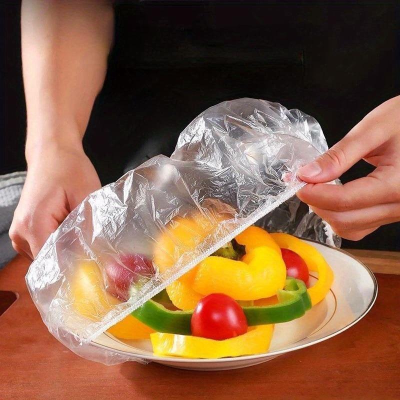 500pcs reusable thickened elastic food-grade plastic wrap, stretchable bowl covers, for kitchen fresh-keeping
