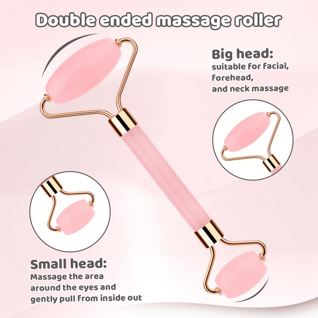 Natural Jade Facial Roller Scraping Board Set Face Neck Body Skin Care Beauty Tools Portable Rose Quartz Facial Massager Tools