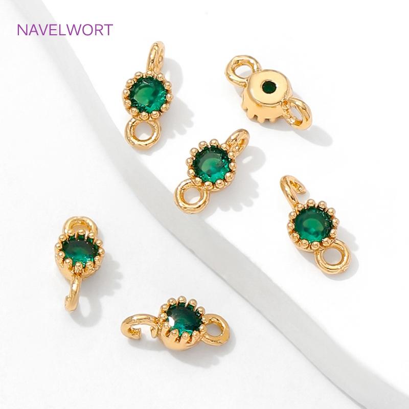 4/8/12Pcs 18K Gold Plated Mini Round Charms Connector For Jewelry,Connector For Bracelet,Inlaid Zircon Charms,DIY Accessories