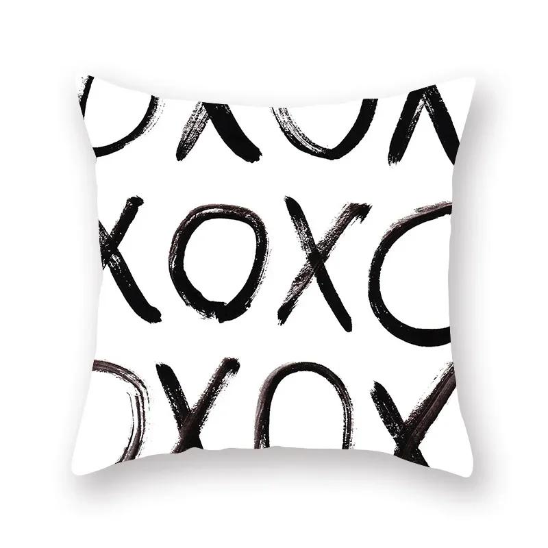 45x45cm Fashion Black Grey Lip Eye Print Pattern Pillow Case Home Living Room Sofa Decoration Cushion Cover