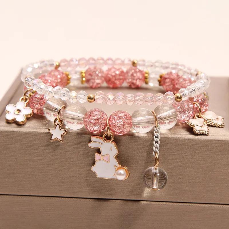 Crystal Bunny Bracelet for Women - Princess Bangle, Best Friend Elastic Band, Ideal Birthday Gift for Sweet Students