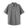 Men Short Sleeve Striped Shirt Loose Fit Casual Button Down Beachwear Top