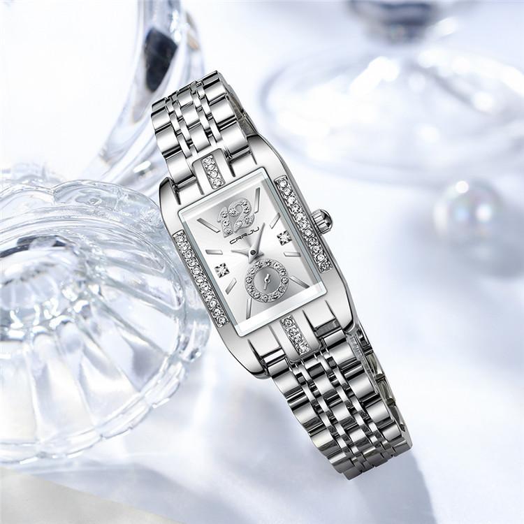 CRRJU New Watch 5017 Women's Watch Stainless Steel Strap Simple Square Business Fashion Watch