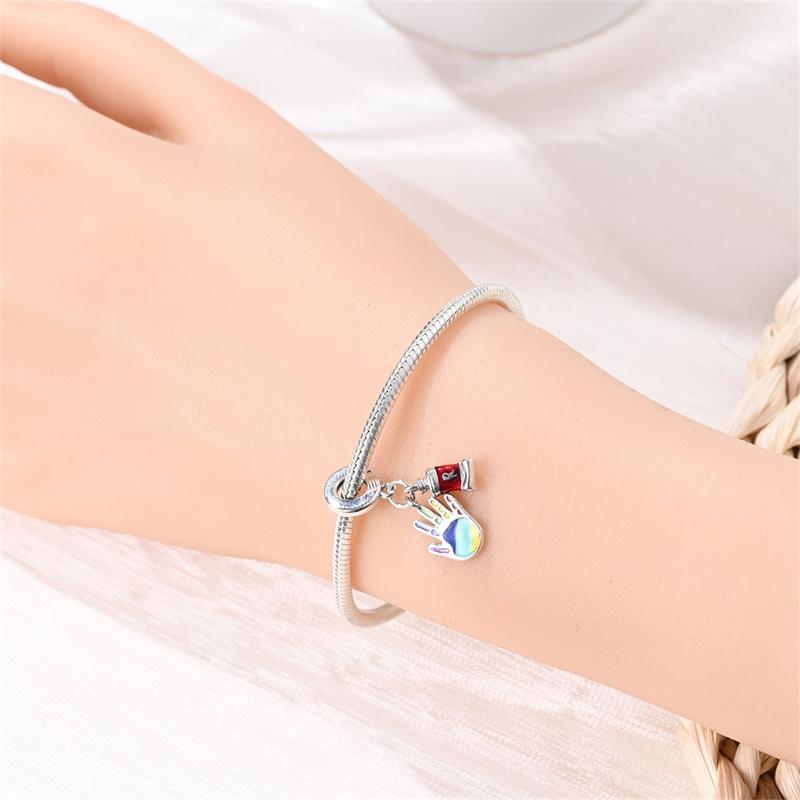 Copper-Plated Artist Series Painted Hand Pendant Fit Pan Bracelet&Bangle Diy Beads For Women Birthday Fine Jewelry Gift New