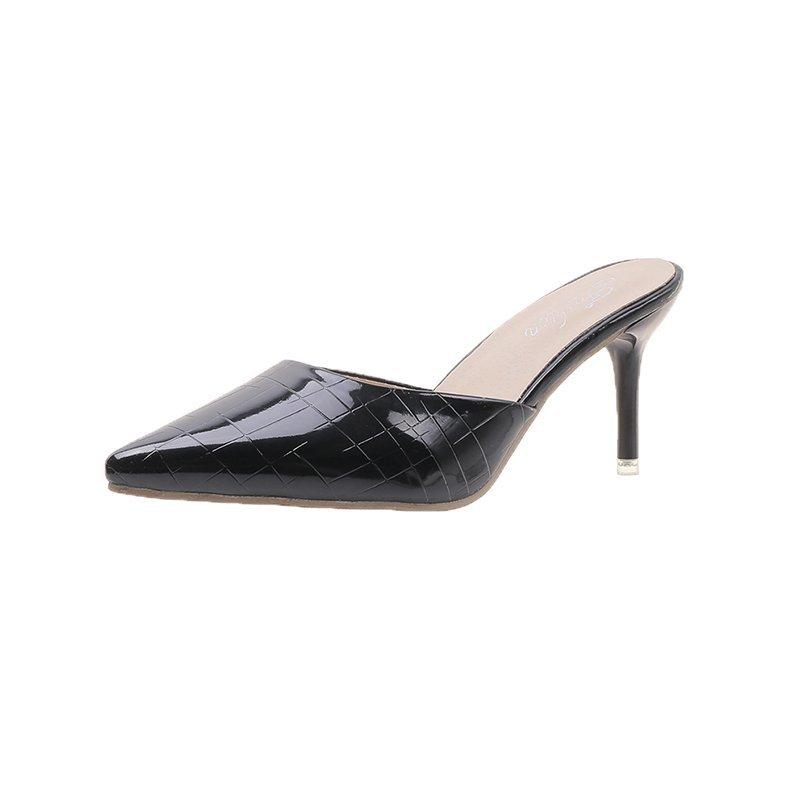 

Patent Leather Wrapped Toe Liangluo Women s Fashion Pointed Toe Shallow Mouth Temperament Stiletto High Heels 34 чорний