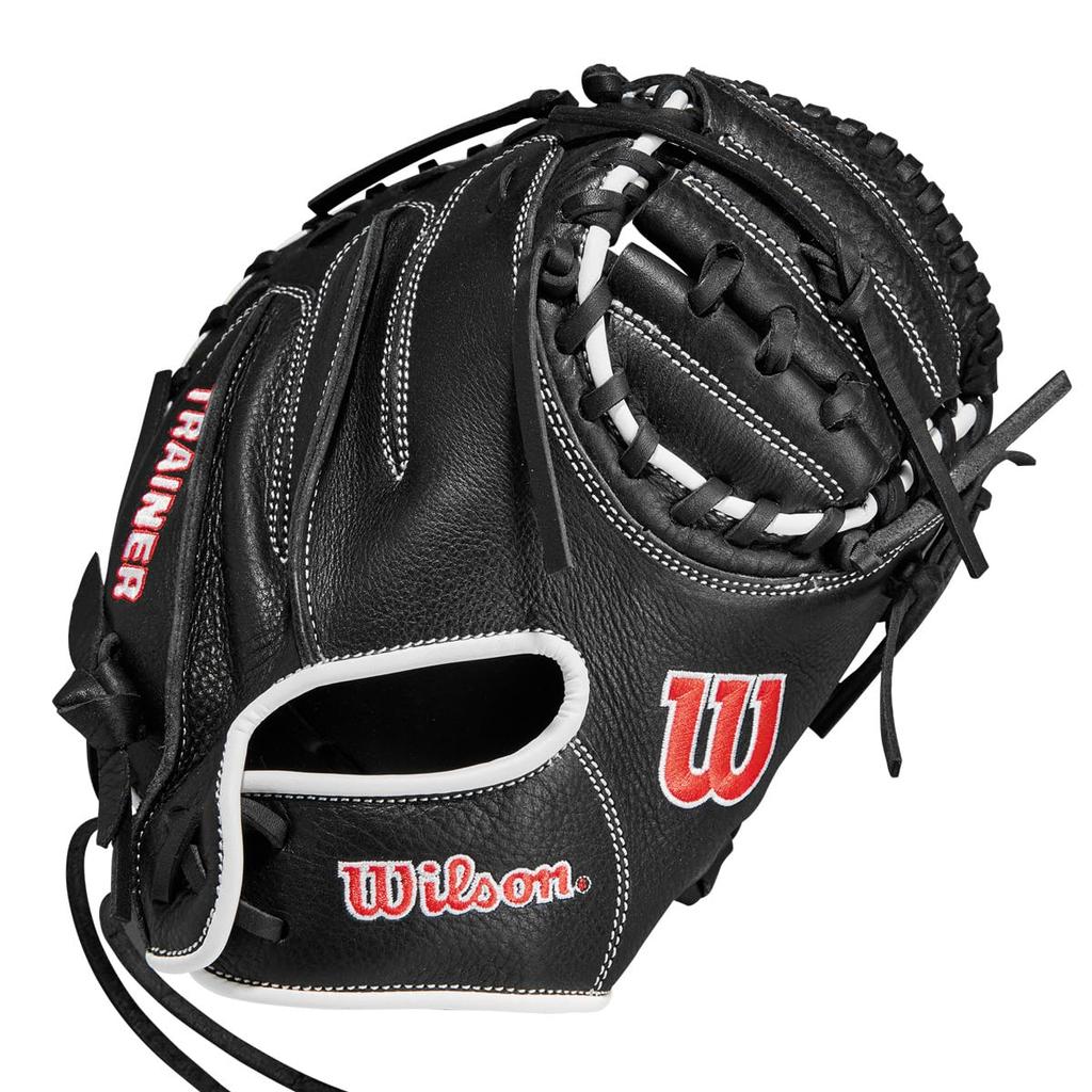 Wilson TRAINER Hard Baseball Training Black Glove, Catcher's Glove, (WBW103189/WBW10099630)
