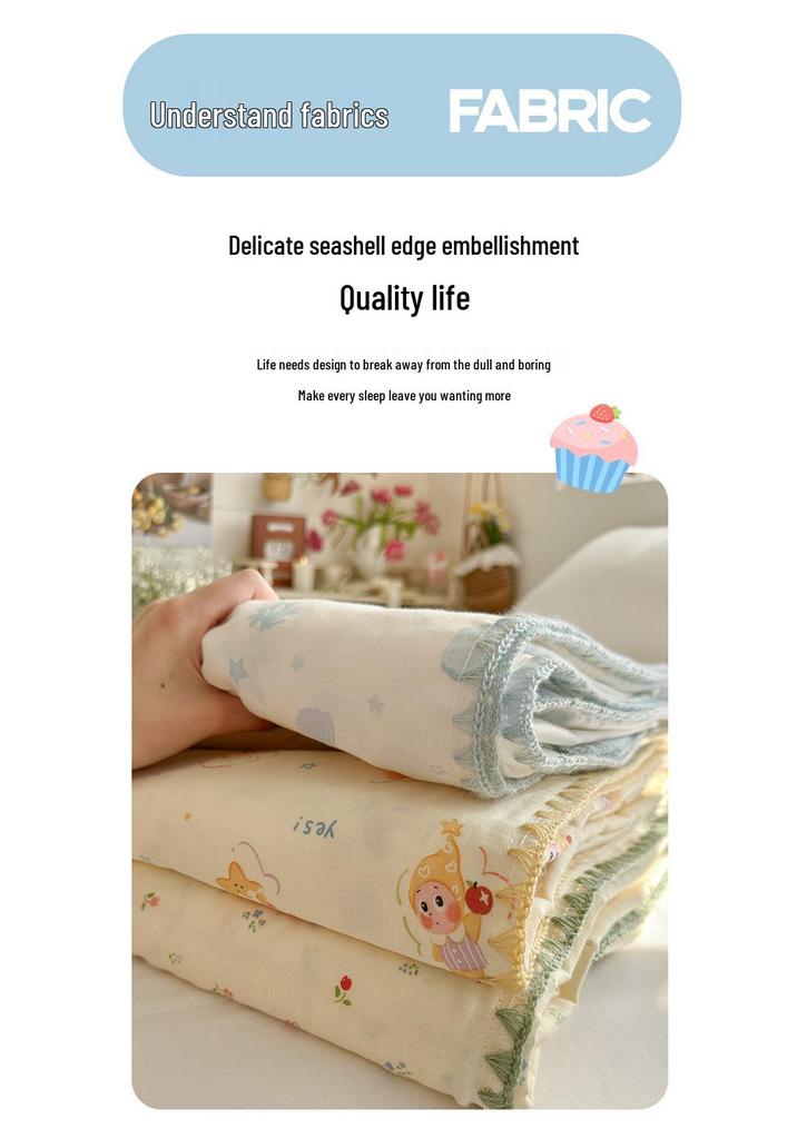 Pure Cotton Double Layer Gauze Blanket - Home & Bedroom Summer Quilt for Children