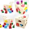 Shape Building Matching Blocks Toy Hollow Wooden Kids Educational Box Wooden