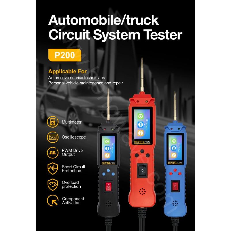 HWAUT P200 Kfz-Stromprüfer 12V/24V Power-Sonde-Kit Elektrisches System Diagnosewerkzeug AC/DC Spannungs- und Durchgangsprüfer