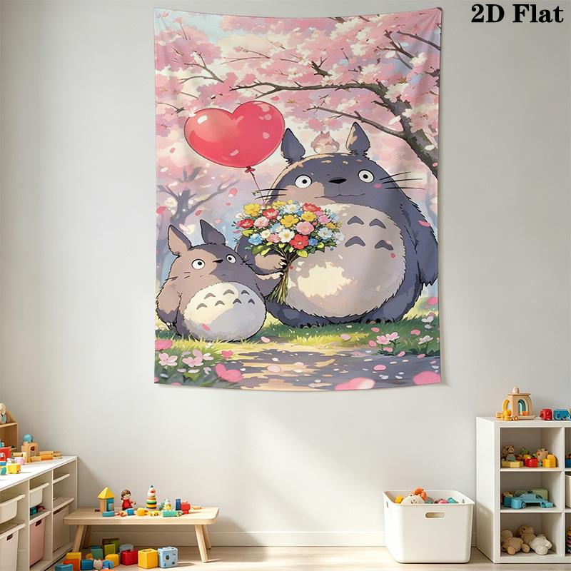 Neighbor Totoro Adventure Forest Tapestry Background Cloth Wallmounted Work Of Art Christmas Gift Atmospheric Background Cloth