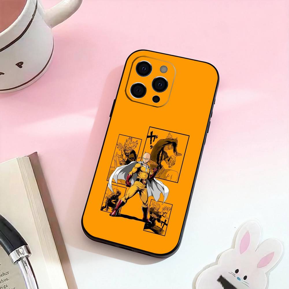 Anime O-One P-Punch Man  Phone Case For iPhone 17,16,15,14,13,12,11 Plus,Pro Max,Soft Silicone Black Cover