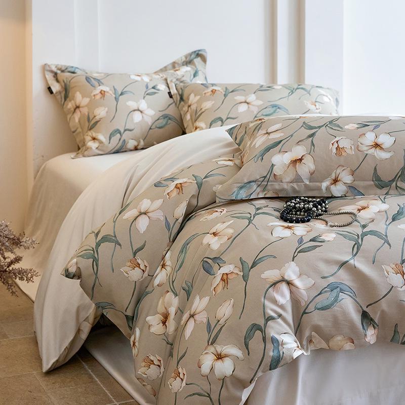 Pure Cotton Fresh Style Bedding Set: Modern Minimalist Duvet Cover, Sheet & Fitted Sheet for Spring/Summer
