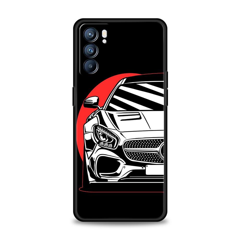 JDM Tokyo Drift Sportwagen Hülle für Oppo Find X6 X5 A54 A53 A52 A9 A15 A95 A17 A16 A76 A74 A57 Reno7 Reno6 Pro Plus 5G Hülle