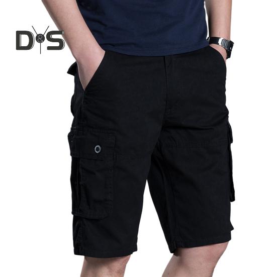 

Мужские шорты с усиленными карманами, средней посадки, застежкой-молнией на пуговицы, свободный крой, летние спортивные шорты для повседневной носки S чёрный