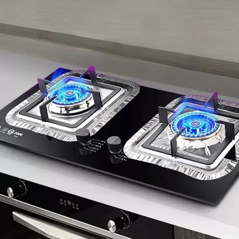 Nuovo 20 Pezzi Usa e Getta Rotondo Quadrato Foglio di Alluminio Pad Protettivo per Fornello a Gas da Cucina Tappetino a Prova di Olio Adesivi in Foglio Metallico Facile da Usare