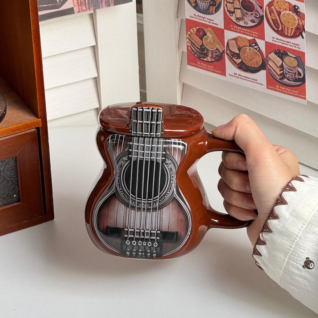 Gitarrendeckel Keramiktasse Große Kapazität Kreativ Wasserbecher Kaffeetasse Musik Musikinstrument Tasse Geschenk Geschenk