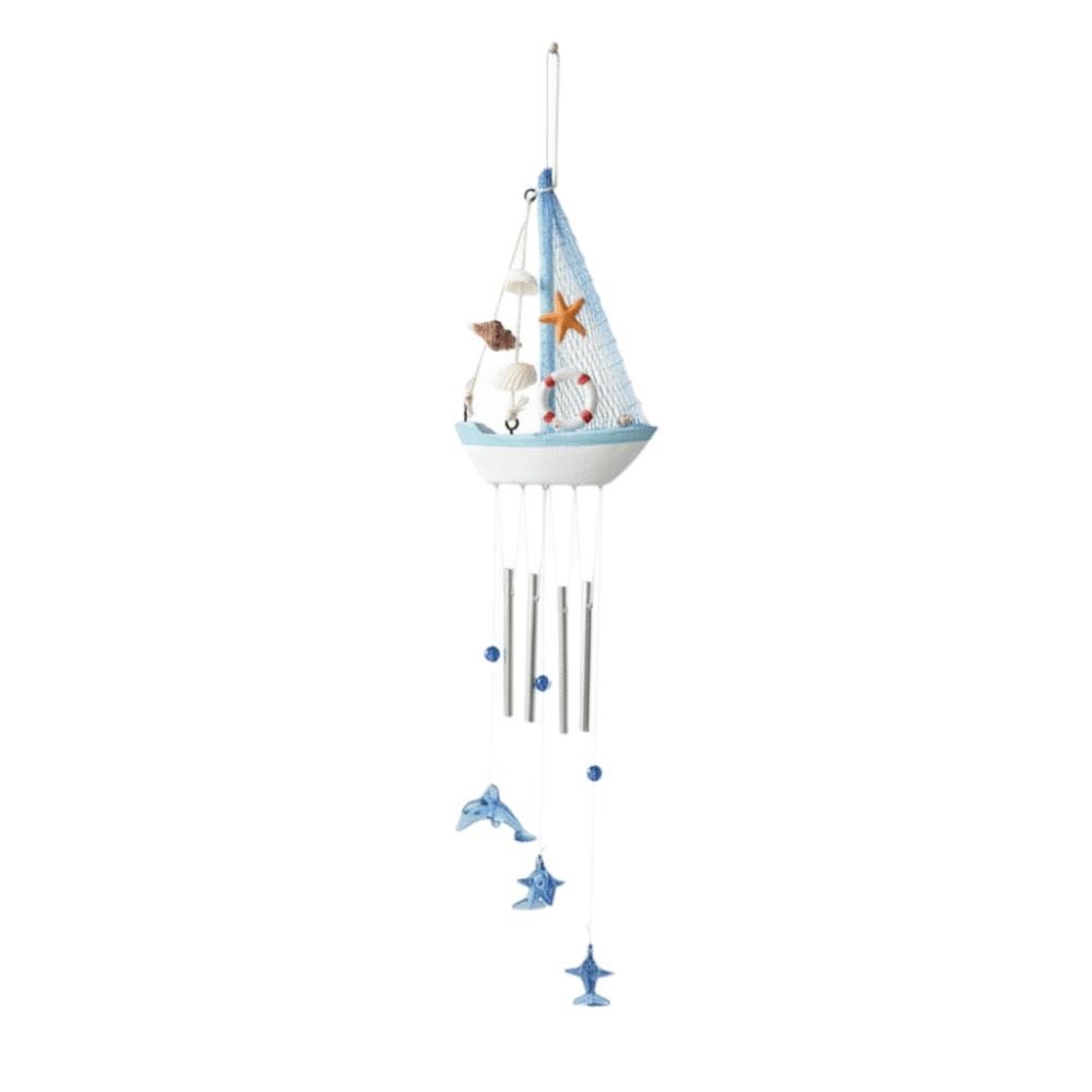 

Shell Star Wooden Sailboat Models Dolphin Pendant Hanging Ornaments Porch Patio Style C