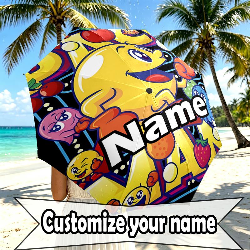 Custom Name Personalized PAC Print Umbrella, Auto Open Close, 8‑Rib Sturdy Frame, Commute Camping Hiking Use, Birthday Gift
