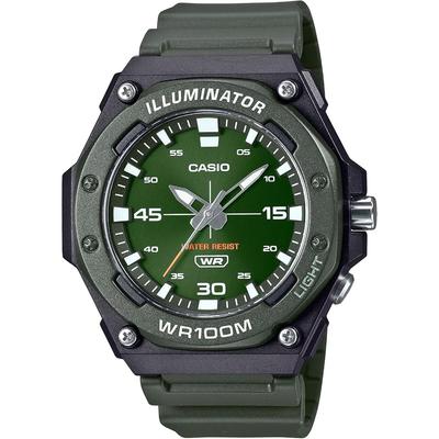 Standard Analog Quartz Watch with LED Light MW-620H-3AV Men's Green Overseas Model