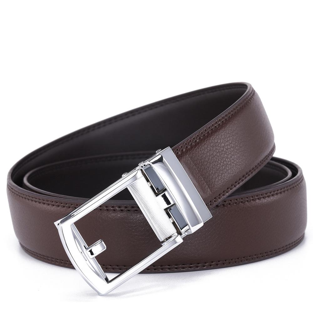 Genuine Leather Belt Men'S Automatic Buckle Belt Cowhide Belt Fake Pin Buckle Belt