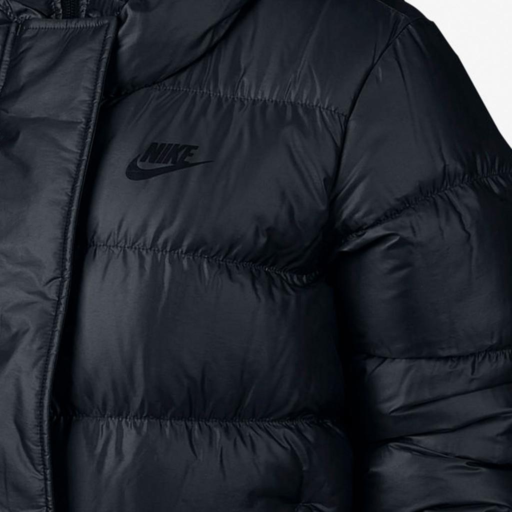 Nike Solid Color Logo Print Quilted Hooded Down Jacket Women Outerwear Black 815724-010