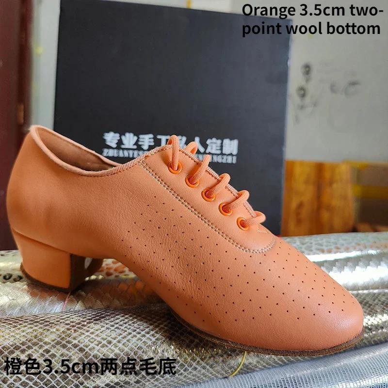 Učitelské boty Dámské boty na latinskoamerické tance Sálové Dámské Hovězí kůže Moderní Jazzové taneční boty Oranžové a Zelené Boty na salsu