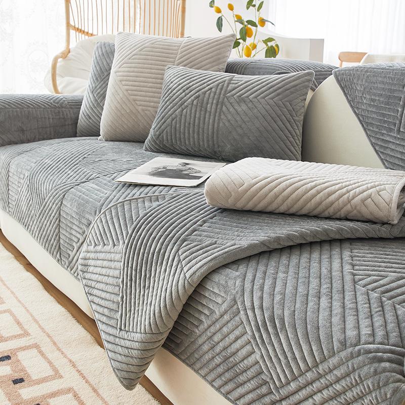 Sofföverdrag Ny Enkel Soffsitsdyna Halkfri Vinterstil Förtjockad Plysch Heltäckande Tyg Handduk