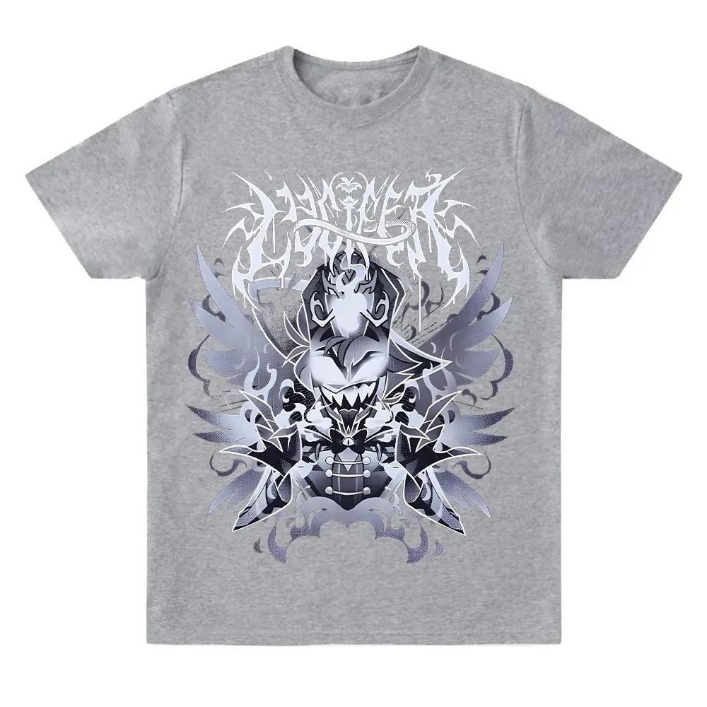 Hazbin Hotel Adam Angel Heavy Metal Gothic T-Shirt, Unisex Vivziepop Fan Streetwear Tee, 100% Cotton Casual Short Sleeve Top
