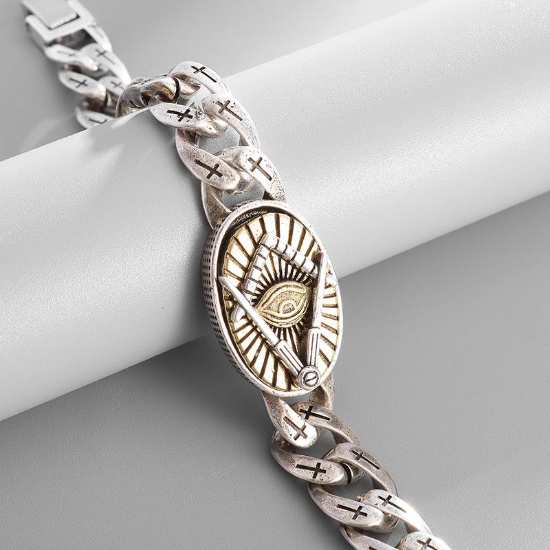 Oeil d'Horus Dieu Voyant Tout Tendance Homme Bracelet Personnel Croix Motif Phénix Totem