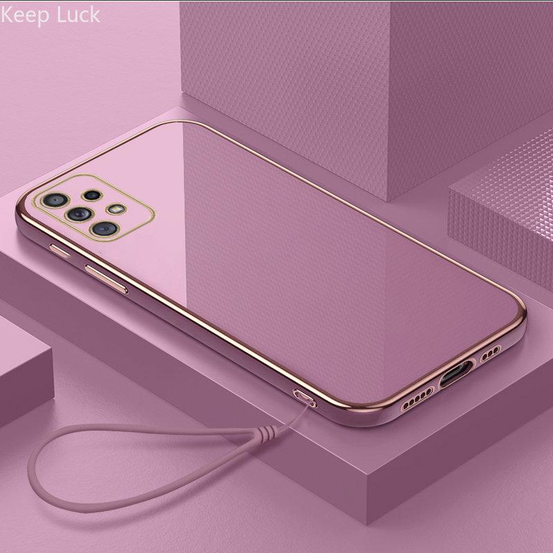 

Модный чехол для телефона с ремешком и покрытием для Samsung Galaxy A14 A24 A34 A54 A13 A23 A33 A53 A73 A12 A32 A52 A72 A11 A20 A50, силиконовый чехол A14 фиолетовый