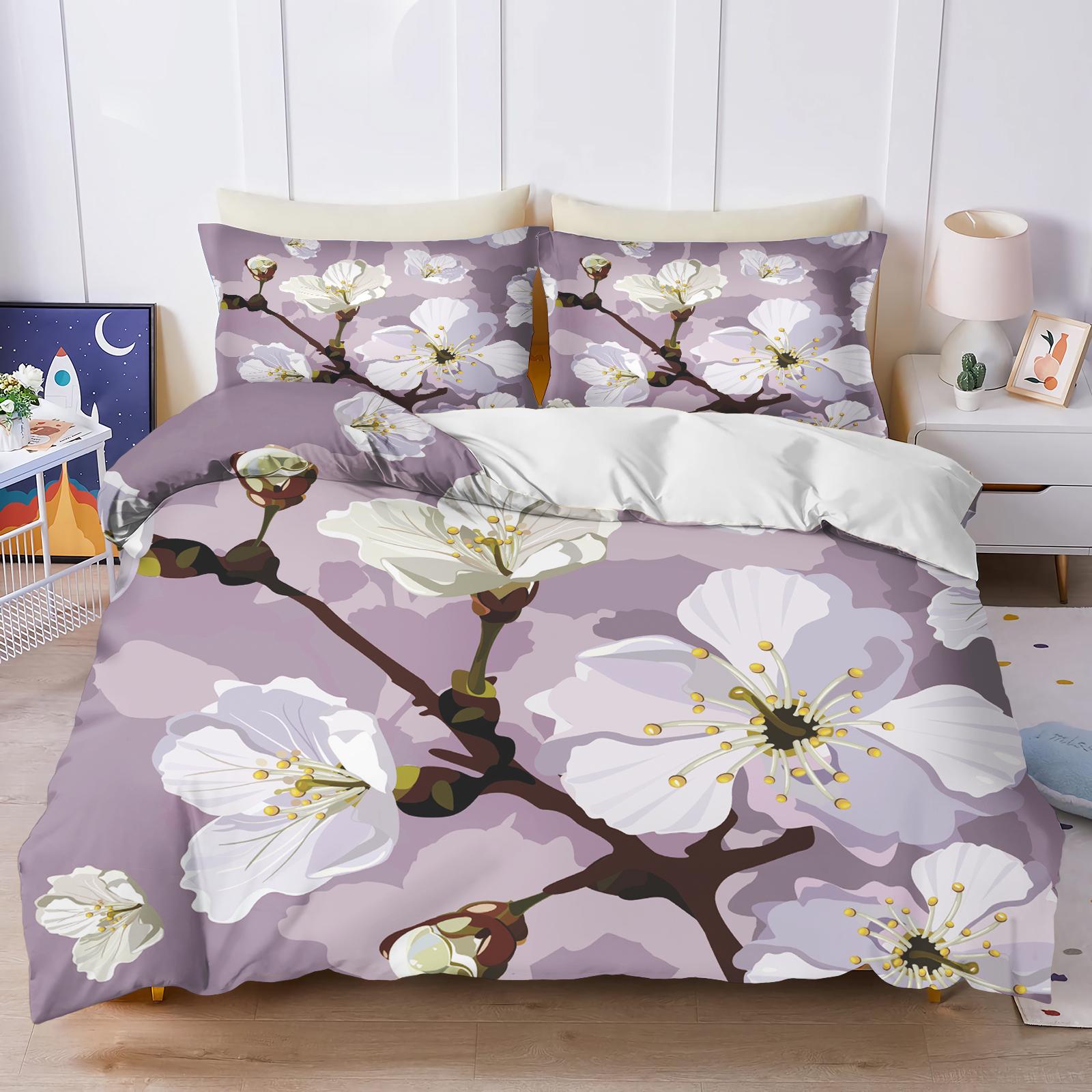 

Постельное белье с милыми цветами, 3D детский постельный комплект, одеяло, пододеяльник, двуспальный размер, полуторные покрывала, детское с принтом, 100% полиэстер 135x200cm&set